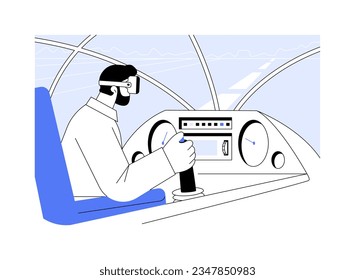 VR pilot training abstract concept vector illustration. Professional pilot training using virtual and augmented reality, flight simulation process, modern technology abstract metaphor.