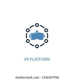 VR platform concept 2 colored icon. Simple blue element illustration. VR platform concept symbol design. Can be used for web and mobile UI/UX
