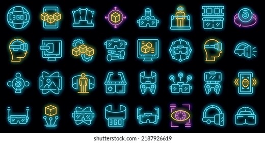 Vr platform icon. Outline vr platform vector icon neon color on black