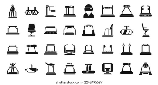 Vr platform icons set simple vector. Augmented reality. Digital cinema
