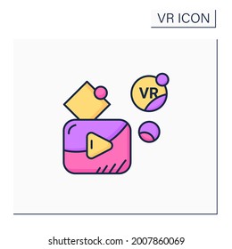 VR player color icon. Customizable media player for high definition VR video playback, immersive media, games, animations. Modern technology concept. Isolated vector illustration