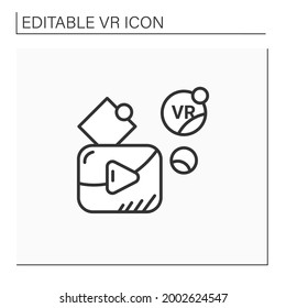 VR player line icon. Customizable media player for high definition VR video playback, immersive media, games, animations. Modern technology concept. Isolated vector illustration.Editable stroke