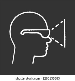 VR player side view chalk icon. Virtual reality player. 3D glasses. Isolated vector chalkboard illustration