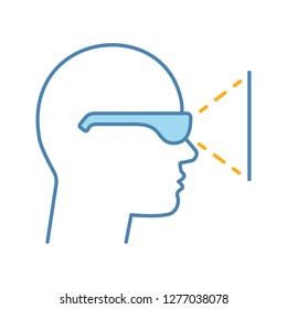 VR player side view color icon. Virtual reality player. 3D glasses. Isolated vector illustration