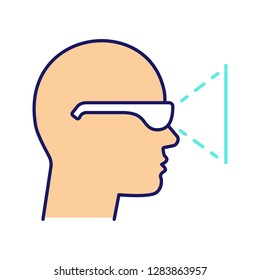 VR player side view color icon. Virtual reality player. 3D glasses. Isolated vector illustration