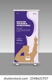  VR playground agenda roll-up display stand modelo de design, VR banner vertical ou caixa VR, headset e óculos venda modelo de história de mídia social 