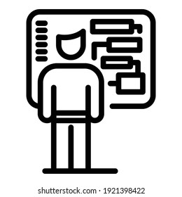 Vr reality interaction icon. Outline vr reality interaction vector icon for web design isolated on white background