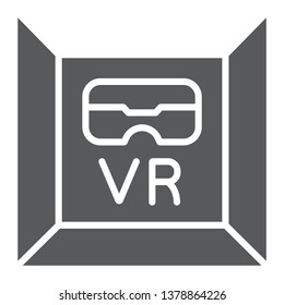 VR room glyph icon, gaming and technology, virtual reality space sign, vector graphics, a solid pattern on a white background, eps 10.