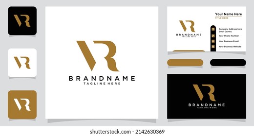 VR or RV logo and icon designs with business card design