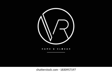 Monograma del logotipo de las letras abstractas VR ,RV ,V ,R