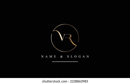 Monograma del logotipo de las letras abstractas VR, RV, V, R