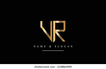 Monograma del logotipo de las letras abstractas VR, RV, V, R