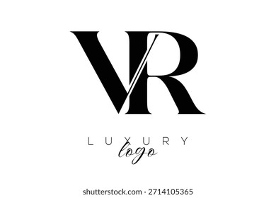 Logotipo de la tipografía del monograma de la letra de VR Serif para la identidad elegante de la marca de Premium