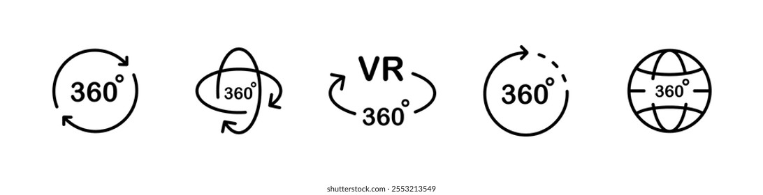 Iconos del sistema de VR. Estilo lineal. Iconos del vector.
