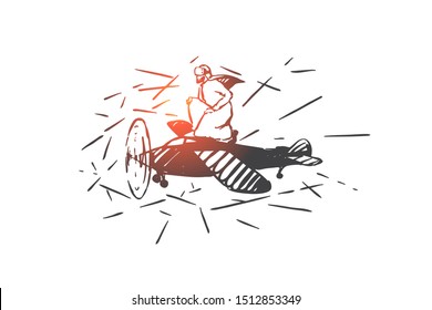 VR simulation, piloting concept sketch. Hand drawn isolated vector