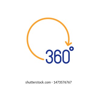 VR simulation sign. 360 degrees line icon. Panoramic view symbol. Colorful outline concept. Blue and orange thin line 360 degrees icon. Vector