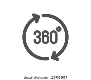 VR simulation sign. 360 degrees icon. Panoramic view symbol. Classic flat style. Simple 360 degrees icon. Vector