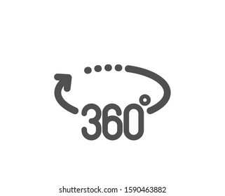 VR simulation sign. 360 degrees icon. Panoramic view symbol. Classic flat style. Simple 360 degrees icon. Vector