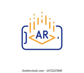 VR simulation sign. Augmented reality phone line icon. 3d view symbol. Colorful outline concept. Blue and orange thin line augmented reality icon. Vector