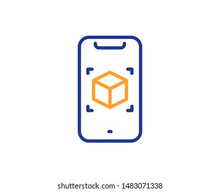 VR simulation sign. Augmented reality phone line icon. 3d cube symbol. Colorful outline concept. Blue and orange thin line augmented reality icon. Vector