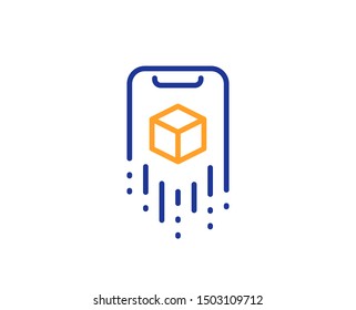 VR simulation sign. Augmented reality phone line icon. 3d cube symbol. Colorful outline concept. Blue and orange thin line augmented reality icon. Vector