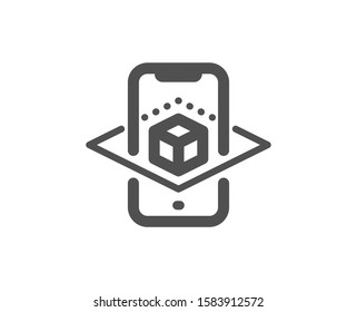 VR simulation sign. Augmented reality phone icon. 3d cube symbol. Classic flat style. Simple augmented reality icon. Vector