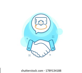 VR simulation sign. Handshake deal complex icon. Augmented reality phone line icon. 3d cube symbol. Agreement shaking hands banner. Augmented reality sign. Vector