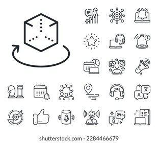 VR-Simulationszeichen. Platzieren Sie die Schaltflächen-, Technologie- und Schaltflächensymbole. Symbol für erweiterte Realität 3D Würfel Symbol. Augmented Reality Line Schild. Beeinflusser, Markenbotschafter Symbol. Vektorgrafik