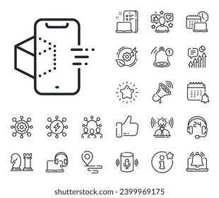 VR simulation sign. Place location, technology and smart speaker outline icons. Augmented reality phone line icon. 3d cube symbol. Augmented reality line sign. Vector