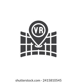 Icono del vector de desplazamiento de simulación VR. signo plano relleno para concepto móvil y diseño web. Icono de glifo de navegación de VR. Símbolo, ilustración del logotipo. Gráficos vectoriales