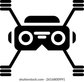 VR Simulation World Glyph Vector Icon Design