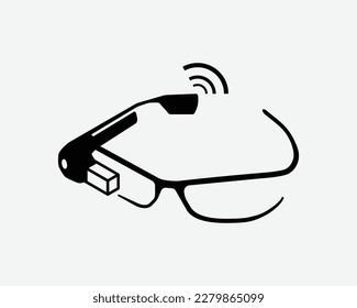 VR Smart Glasses Icon AR AI Future Technology Virtual Reality Vector Black White Silhouette Symbol Sign Graphic Clipart Artwork Illustration Pictogram