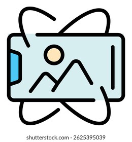 Vr smartphone icon outline vector. Digital platform. Virtual reality color flat