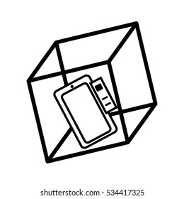 vr smartphone online 3d model 360 outline vector illustration eps 10