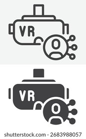 RV redes sociales con burbujas de chat con diferentes iconos de estilo. Esquema de línea y versión de glifo sólido. Signo y Vector, trazo editable. Icono de compartir comunidad.