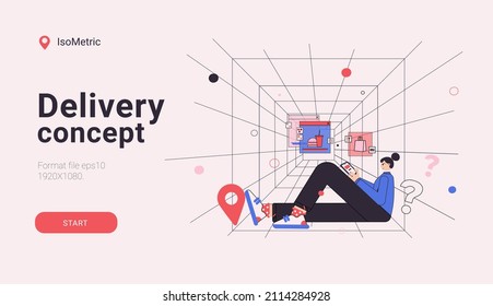 VR store. Food delivery. Food order online. New reality. Remote order of food