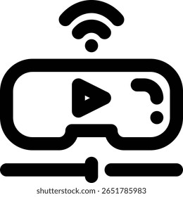 Streaming de RV, Vídeo de RV, Ícone de Contorno de Realidade Virtual