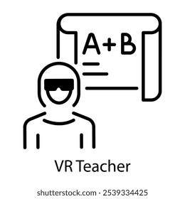 Vr teacher icon in outline style