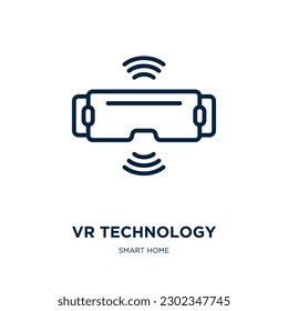 vr technology icon from smart home collection. Thin linear vr technology, virtual, video outline icon isolated on white background. Line vector vr technology sign, symbol for web and mobile