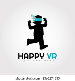 VR Technology logo design with human combination, illustration element