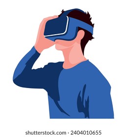 vr technology man experience illustration