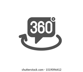 VR technology simulation sign. 360 degree icon. Panoramic view symbol. Classic flat style. Simple 360 degree icon. Vector