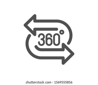 VR technology simulation sign. 360 degree icon. Panoramic view symbol. Classic flat style. Simple 360 degree icon. Vector