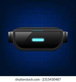 VR technology It's the technology that made it into the Metaverse, a virtual reality simulation. Used in the gaming industry Vector Glasses VR technology background is highlighted in dark blue tones.