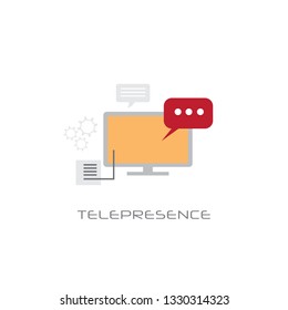 vr telepresence virtual reality visual technology concept line style white background