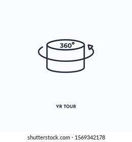 VR tour outline icon. Simple linear element illustration. Isolated line VR tour icon on white background. Thin stroke sign can be used for web, mobile and UI.