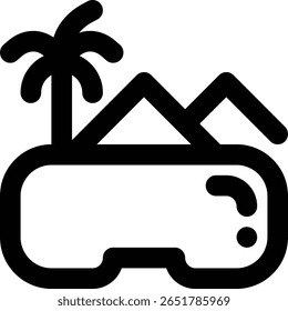 VR Tourism, VR Tour, Ícone de Contorno de Realidade Virtual