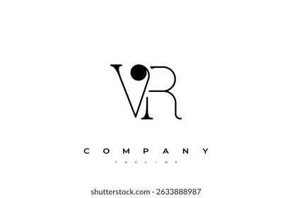VR Typography Logo Design. Stylish monogram design depiction featuring the letters V and R combined in an artistic signature style, delivering a unique and creative visual representation.