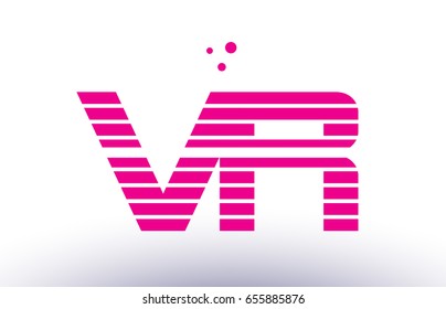 vr v r alphabet letter logo pink purple line stripe company design template creative abstract vector