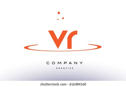 VR V R creative orange swoosh dots alphabet company letter logo design vector icon template